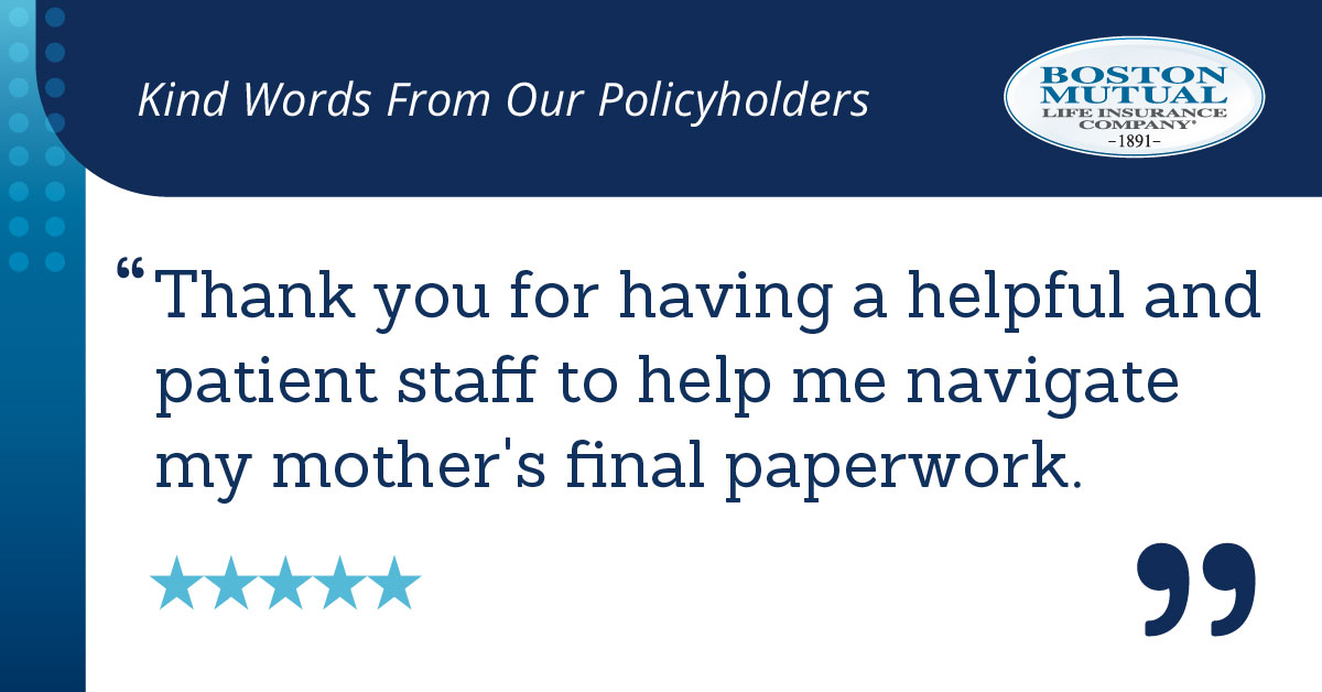 Thank You For Having A Helpful And Patient Staff To Help Me Navigate My Mother's Final Paperwork